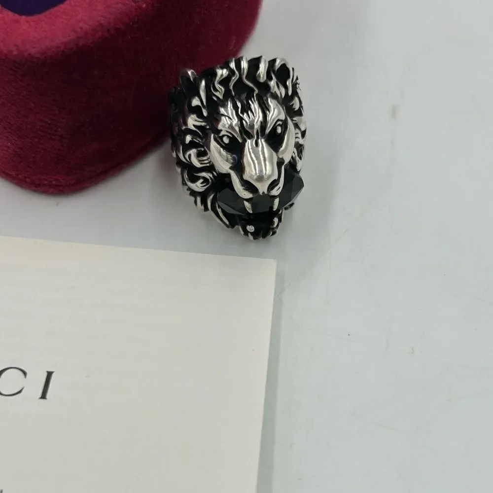 Women’s Gucci Lionhead, motif sterling silver ring size 8–8.5 made in Italy